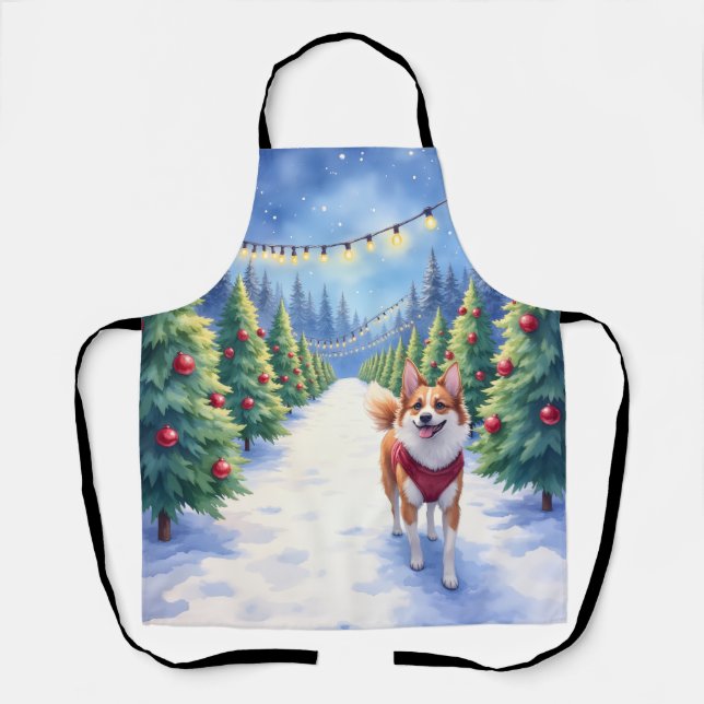 Staffordshire Bull Terrier at Christmas Tree Farm  Apron (Front)