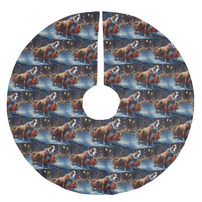 Staffordshire Bull Terrier Christmas Festive Brushed Polyester Tree Skirt (Front)