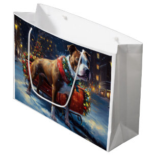 Staffordshire Bull Terrier Christmas Festive Large Gift Bag