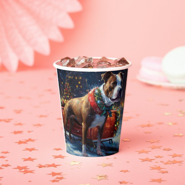 Staffordshire Bull Terrier Christmas Festive Paper Cups (Insitu)