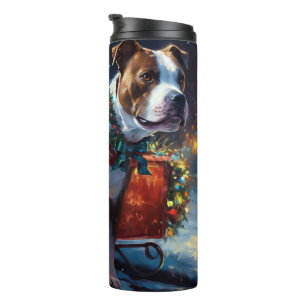 Staffordshire Bull Terrier Christmas Festive Thermal Tumbler