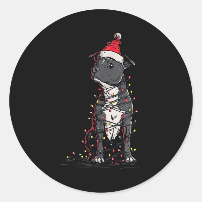 Staffordshire Bull Terrier Christmas Graphics Dog  Classic Round Sticker (Front)