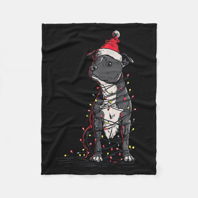 Staffordshire Bull Terrier Christmas Graphics Dog  Fleece Blanket (Front)