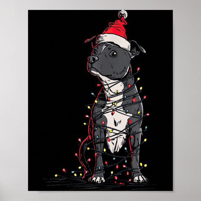 Staffordshire Bull Terrier Christmas Graphics Dog  Poster (Front)