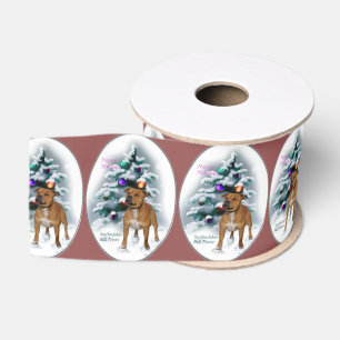 Staffordshire Bull Terrier Christmas Grosgrain Ribbon