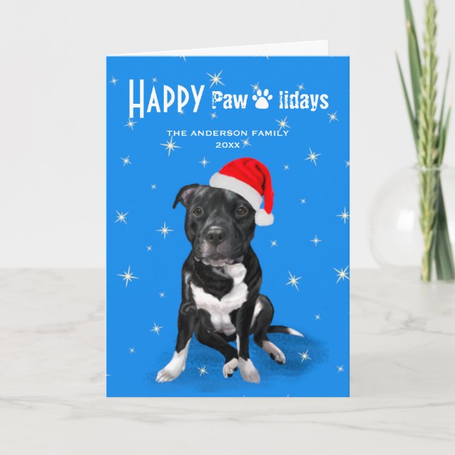 Staffordshire Bull Terrier Christmas Staffy Lovers Holiday Card (Front)
