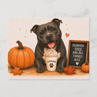 Staffordshire Bull Terrier Cozy Pumpkin Spice Postcard