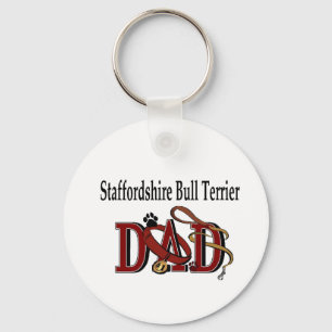 Staffordshire Bull Terrier Dad Gifts Key Ring