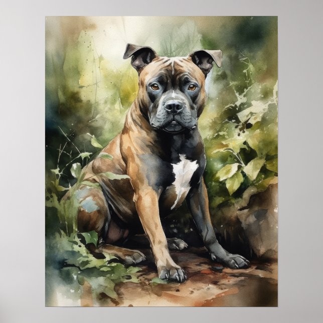 Staffordshire Bull Terrier Dog Art Print Poster (Front)
