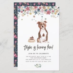 Staffordshire Bull Terrier Dog Birthday Invitation