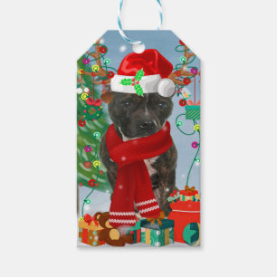 Staffordshire Bull Terrier Dog in Snow Christmas  Gift Tags