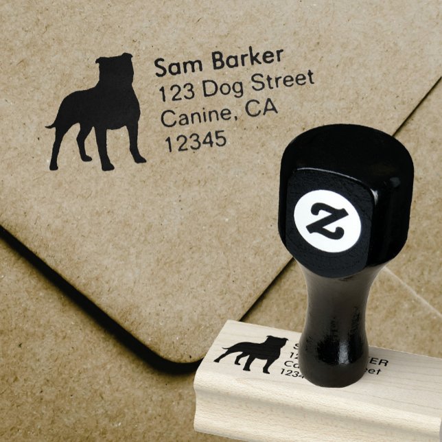 Staffordshire Bull Terrier Dog Return Address Rubber Stamp (Creator Uploaded)