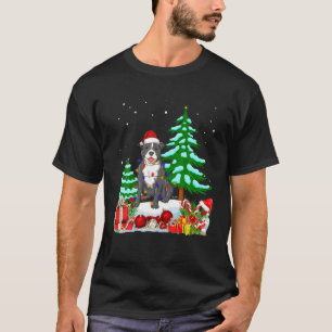 Staffordshire Bull Terrier Dog Wearing Christmas H T-Shirt