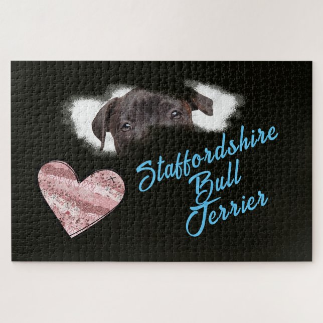 Staffordshire Bull Terrier Eyes Solid Colour  Jigsaw Puzzle (Horizontal)