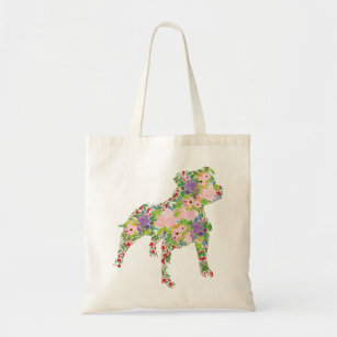 Staffordshire Bull Terrier Floral Tote Bag