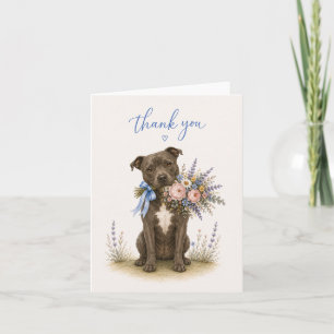 Staffordshire Bull Terrier Flower Bouquet Thank Yo You Card