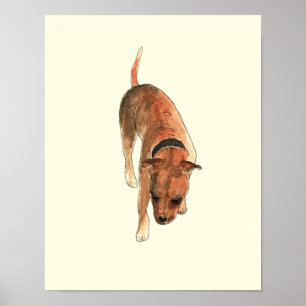 Staffordshire Bull Terrier Fun Watercolour Dog Art Poster