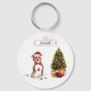Staffordshire Bull Terrier Funny Christmas Dog Key Ring