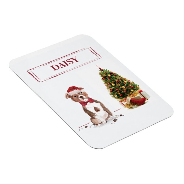 Staffordshire Bull Terrier Funny Christmas Dog Magnet (Right Side)
