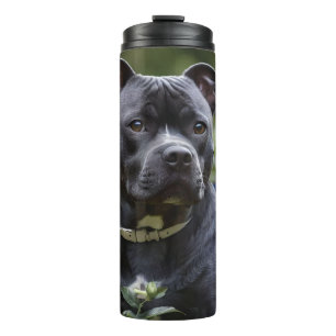 Staffordshire Bull Terrier In Blue Rose Garden,  Thermal Tumbler