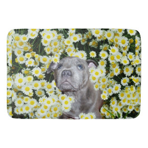 Staffordshire Bull Terrier In Daisies, Bathmat