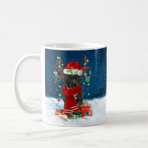 Staffordshire Bull Terrier in Snow with Christmas  Coffee Mug