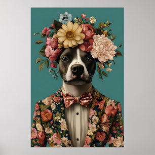 Staffordshire Bull Terrier In Suit Poster, Staffy Poster