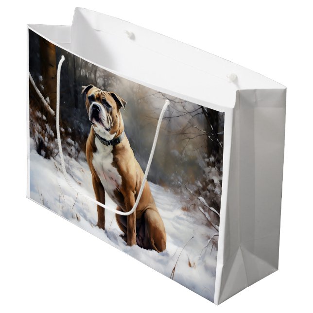 Staffordshire Bull Terrier Let It Snow Christmas Large Gift Bag (Front Angled)