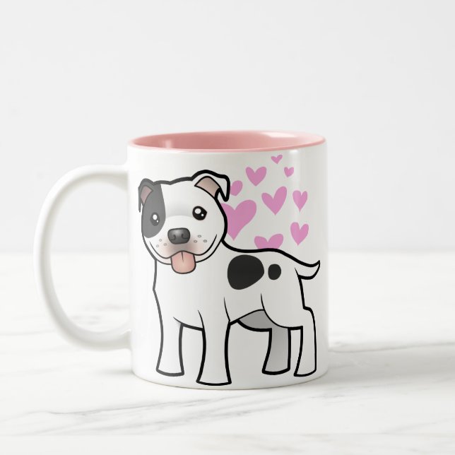 Staffordshire Bull Terrier Love Two-Tone Coffee Mug (Left)
