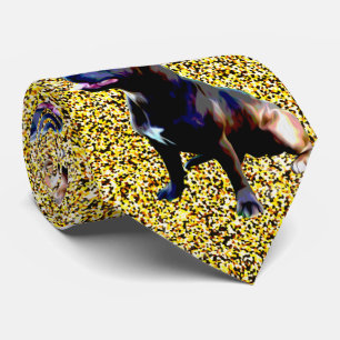 Staffordshire Bull Terrier On Gold,  Neck Tie