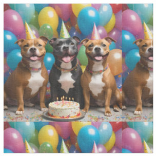 Staffordshire Bull Terrier Party Time, Fabric