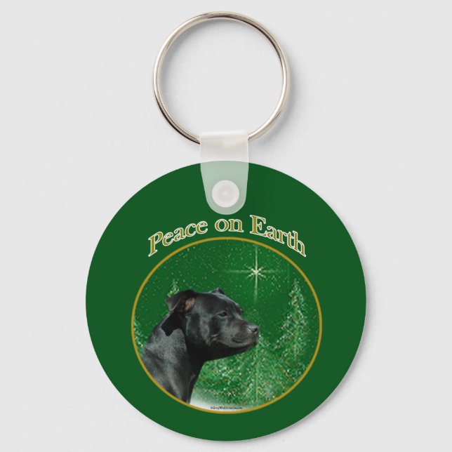 Staffordshire Bull Terrier Peace Key Ring (Front)