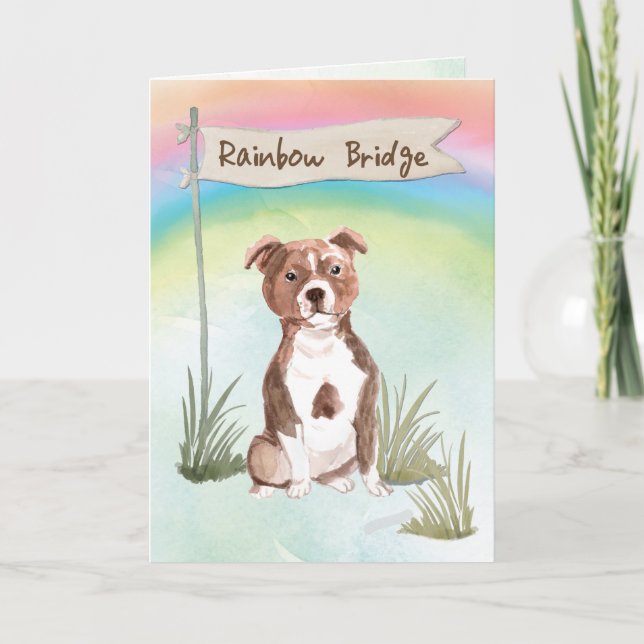 Staffordshire Bull Terrier Pet Sympathy Rainbow Card (Front)