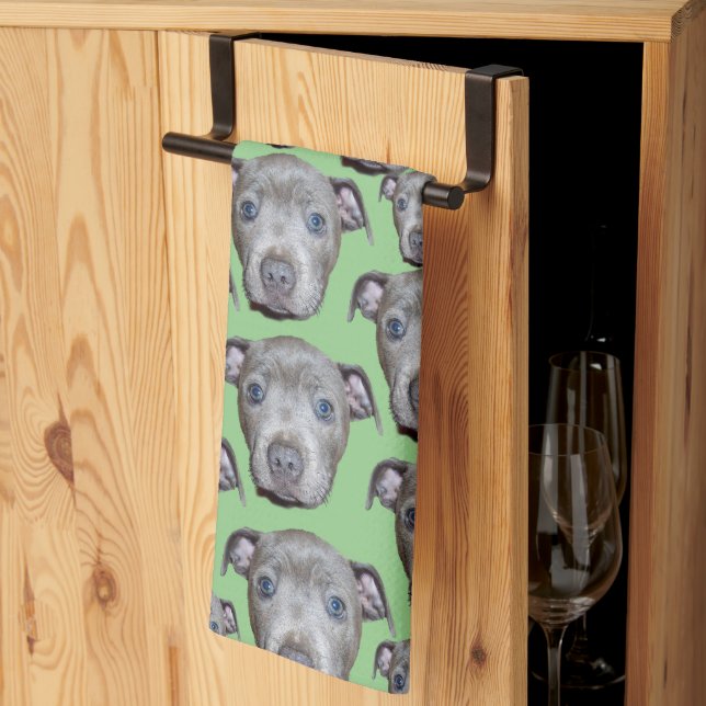 Staffordshire Bull Terrier Puppy Faces,  Tea Towel (Thirds Fold)