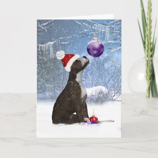 Staffordshire bull terrier puppy, holiday Card (Front)