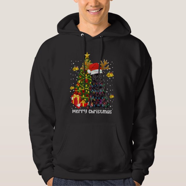 Staffordshire Bull Terrier Santa Christmas Tree Li Hoodie (Front)