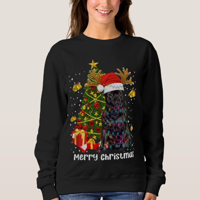 Staffordshire Bull Terrier Santa Christmas Tree Li Sweatshirt (Front)