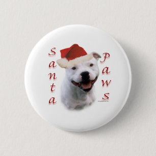 Staffordshire Bull Terrier Santa Paws 6 Cm Round Badge