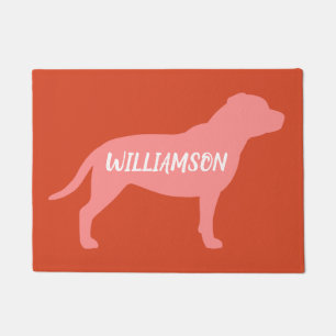 Staffordshire Bull Terrier Silhouette Custom Text Doormat