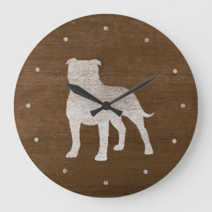 Staffordshire Bull Terrier Silhouette Large Clock