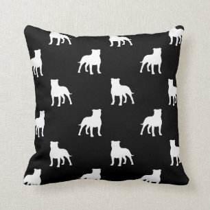 Staffordshire Bull Terrier Silhouettes Pattern Cushion