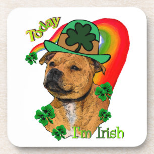 Staffordshire Bull Terrier St Patricks Coaster