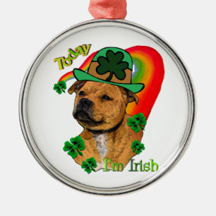 Staffordshire Bull Terrier St Patricks Metal Ornament
