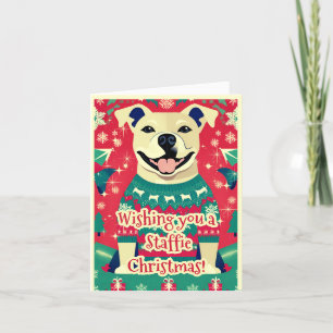 Staffordshire Bull Terrier Staffie Festive Funny  Holiday Card