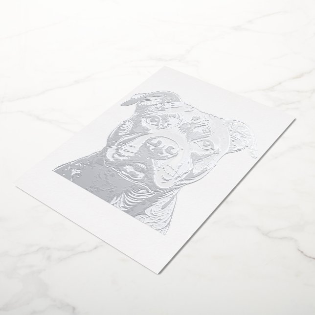 Staffordshire Bull Terrier (Staffy) Foil Notecard  (Rotated)