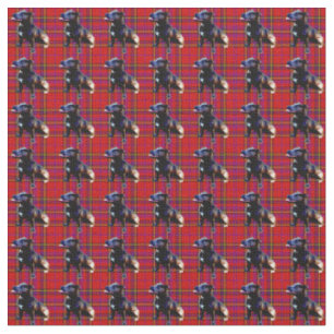 Staffordshire Bull Terrier Tartan Pattern, Fabric