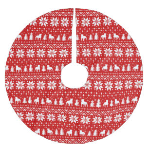Staffordshire Bull Terriers Christmas Pattern Red Brushed Polyester Tree Skirt