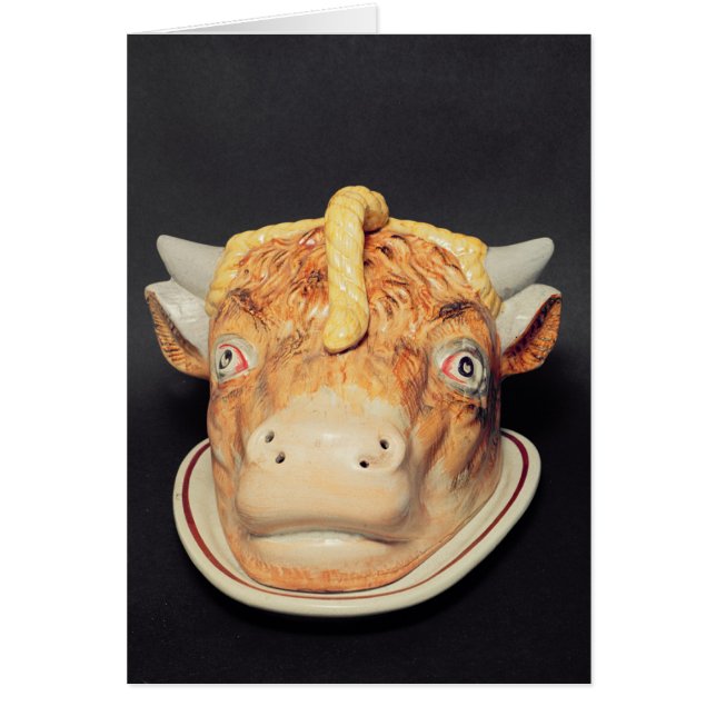 Staffordshire cheese dish in shape of a cow's (Front)