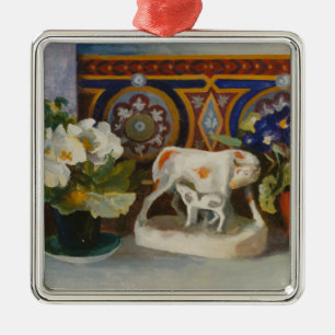 Staffordshire Cow with Primulaes 2004 Metal Ornament