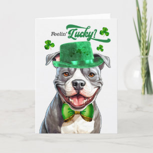 Staffordshire Dog Feelin' Lucky St Patrick's Day Holiday Card